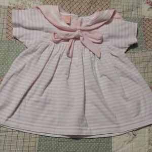 Pink Striped Sailor Type Baby Dress with Bow